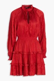 Red Ruffled Satin Mini Dress by Maje at The Outnet